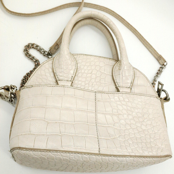 Zara Crossbody Mini Purse Ivory Faux Pebbled Leather Convertible Handbag - Picture 3 of 14